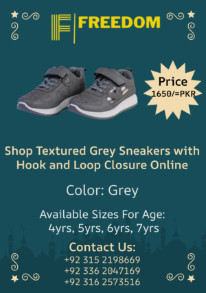 Shop Textured Grey Sneakers with Hook and Loop Closure Online